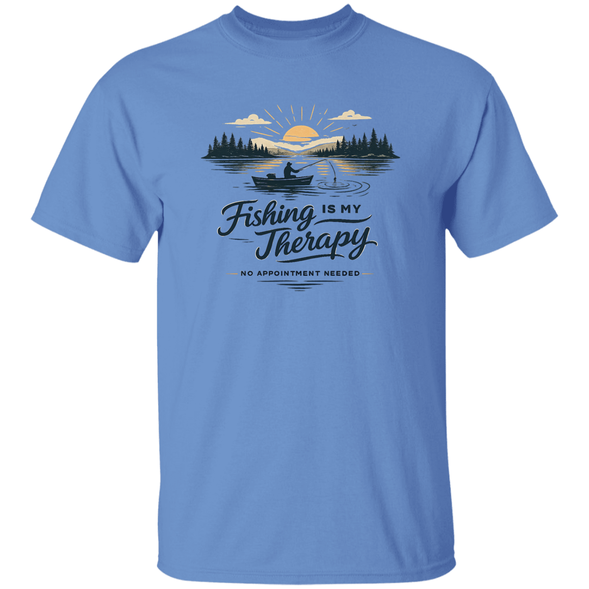 Fishing is my therapy T-shirt Carolina-Blue