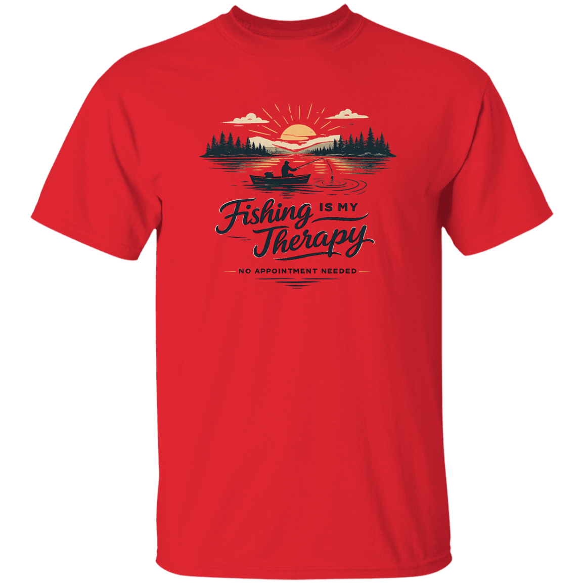 Fishing is my therapy T-shirt Red