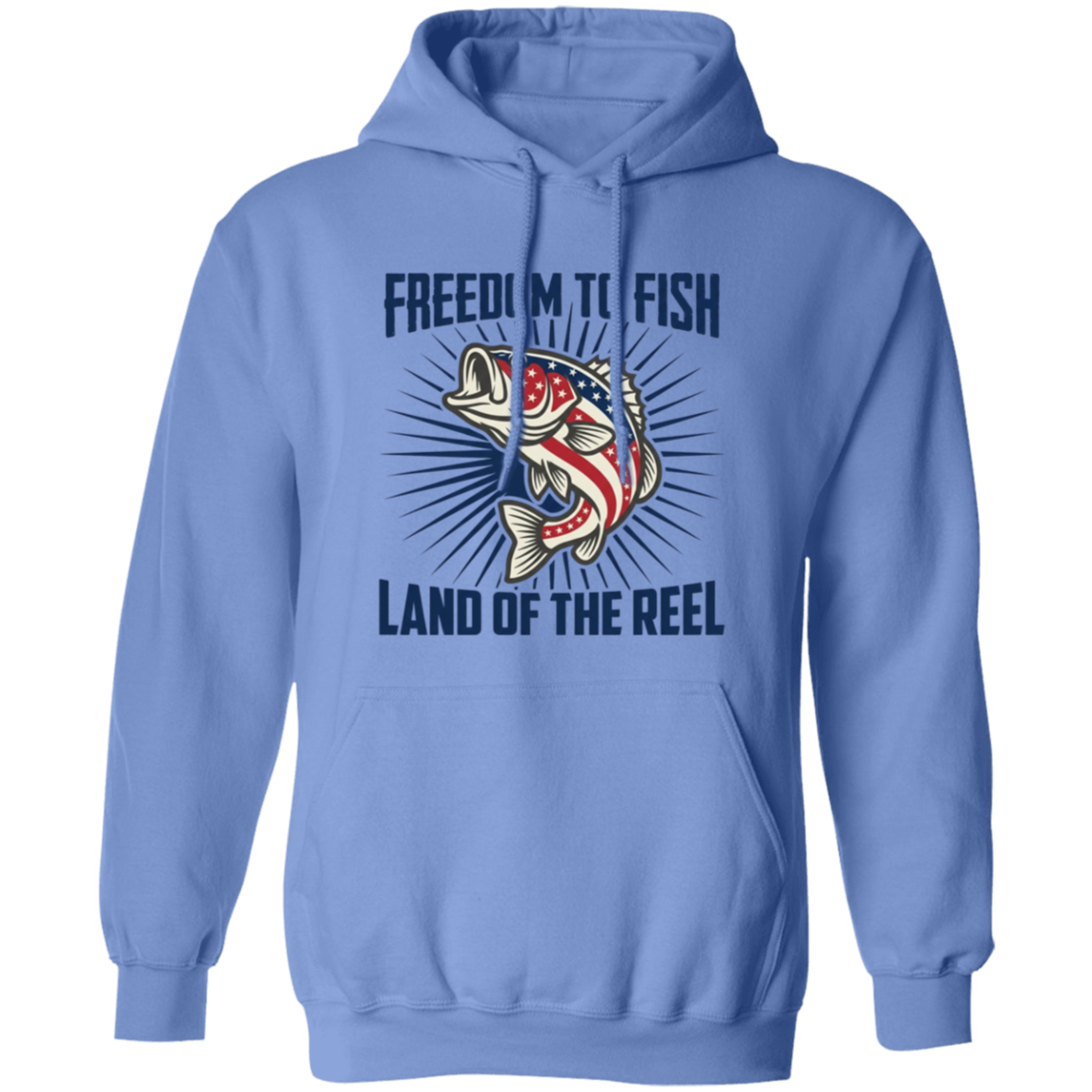 Freedom To Fish Land of The Reel Hoodie Carolina-blue