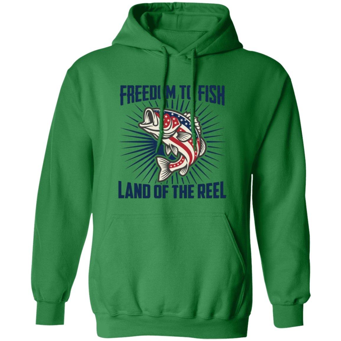 Freedom To Fish Land of The Reel Hoodie Irish-green