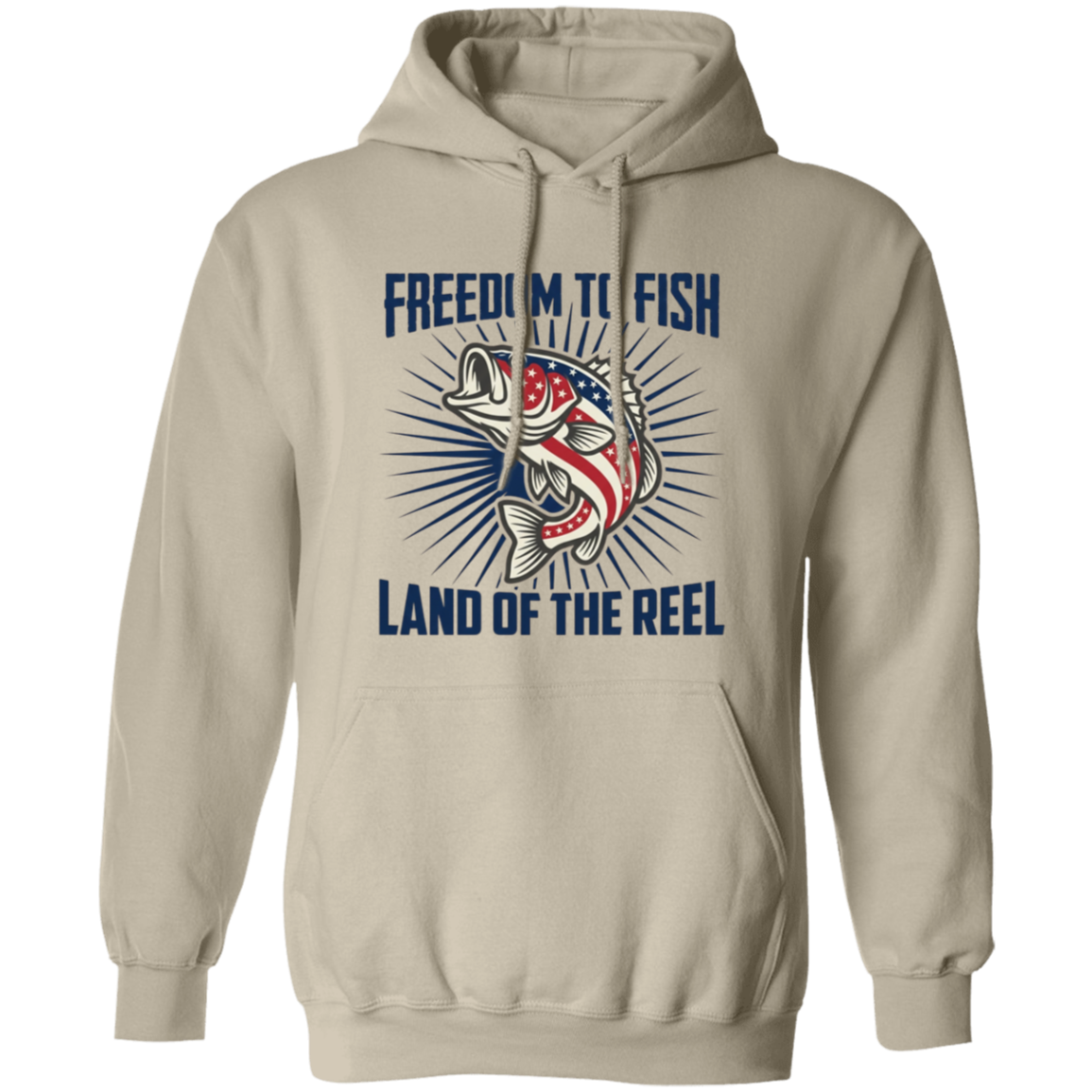 Freedom To Fish Land of The Reel Hoodie Sand