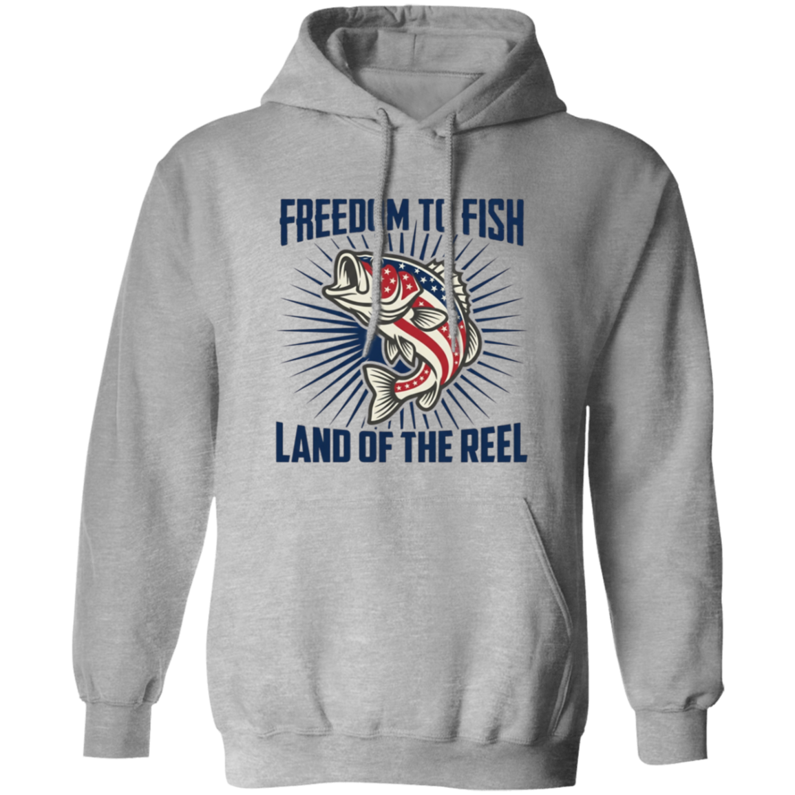 Freedom To Fish Land of The Reel Hoodie Sport-Grey