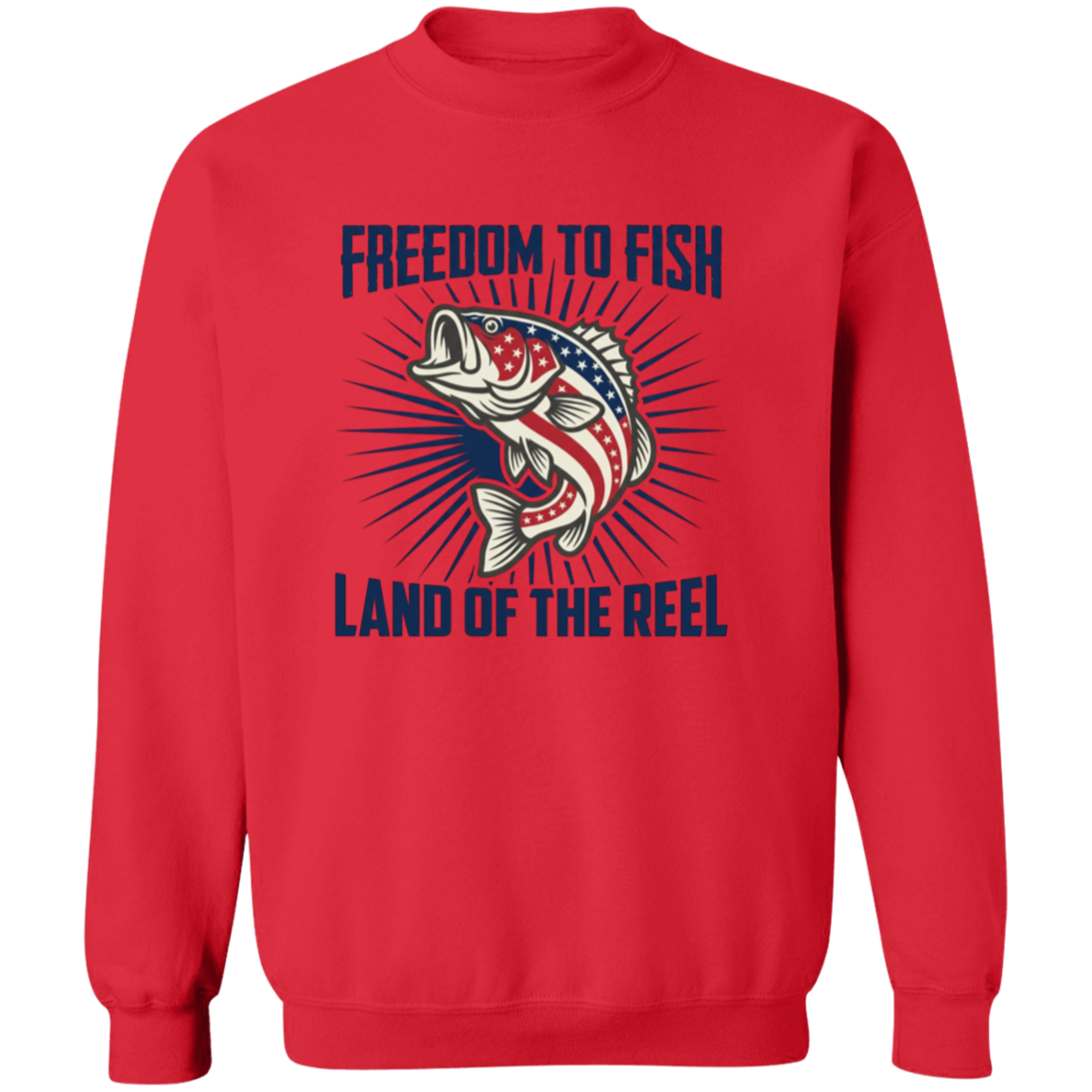 Freedom To Fish Land of The Reel Sweatshirt Red