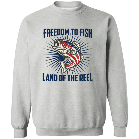 Freedom To Fish Land of The Reel Sweatshirt Sport-Grey