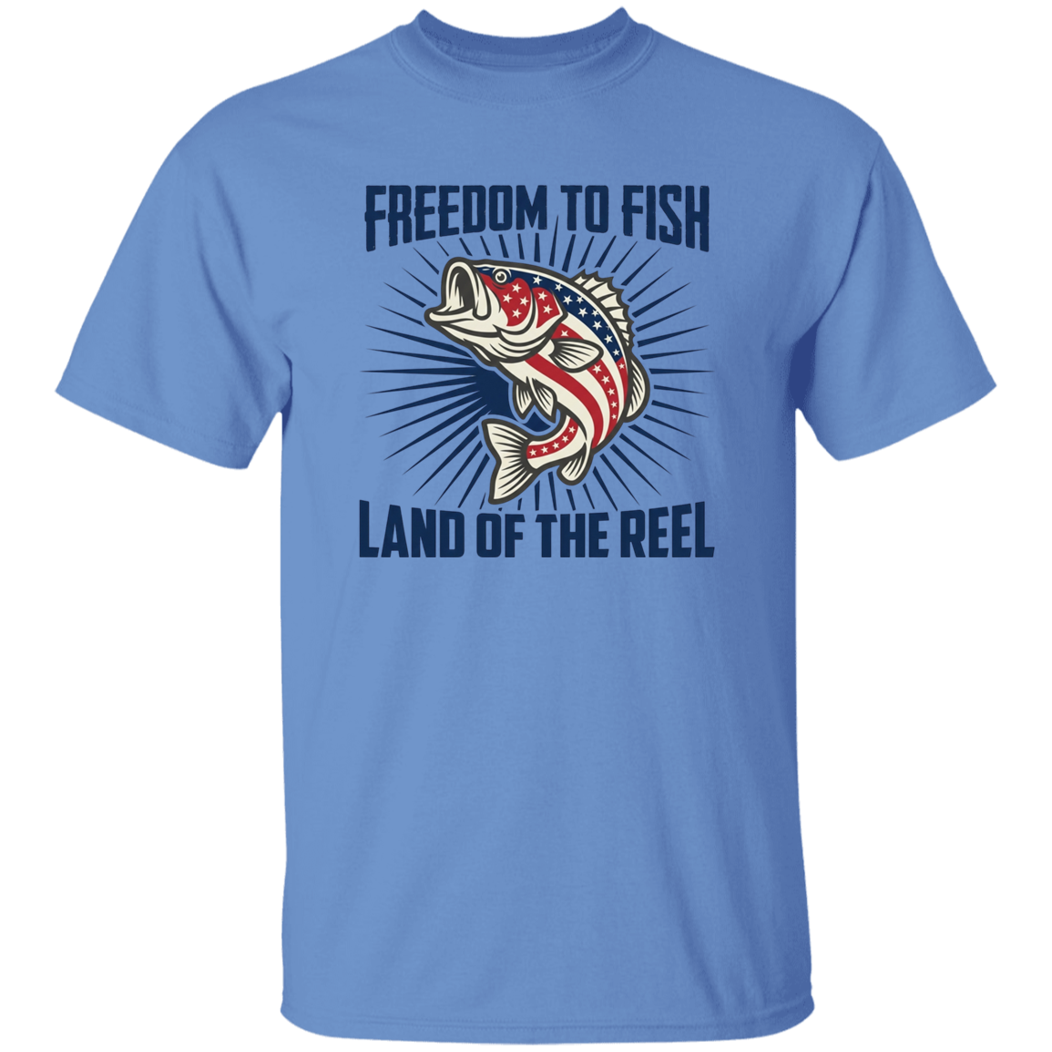 Freedom To Fish Land of The Reel T-Shirt Carolina-blue