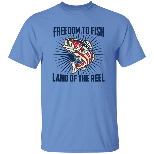 Freedom To Fish Land of The Reel T-Shirt Carolina-blue