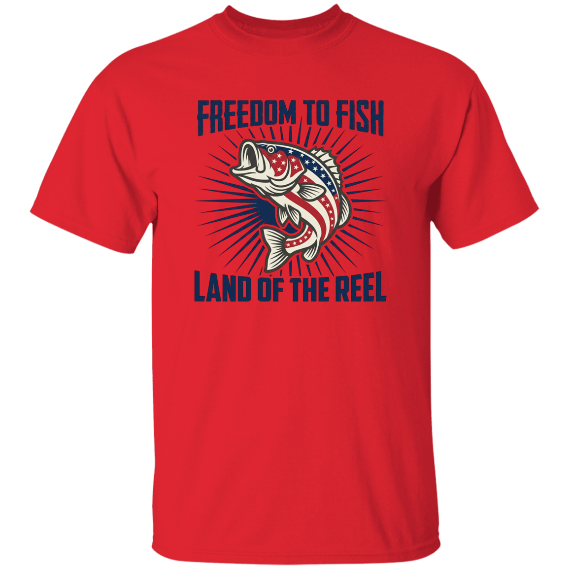 Freedom To Fish Land of The Reel T-Shirt Red
