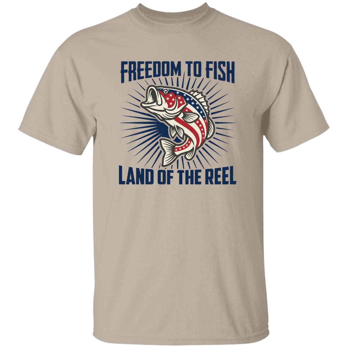 Freedom To Fish Land of The Reel T-Shirt Sand