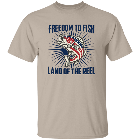 Freedom To Fish Land of The Reel T-Shirt Sand