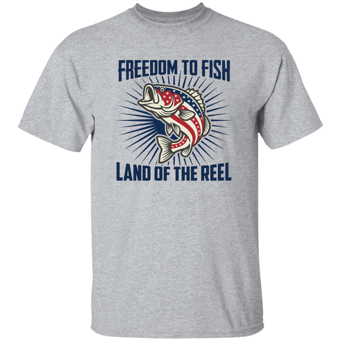 Freedom To Fish Land of The Reel T-Shirt Sport-Grey