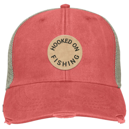 Hooked On Fishing Distressed Ollie Cap coral k