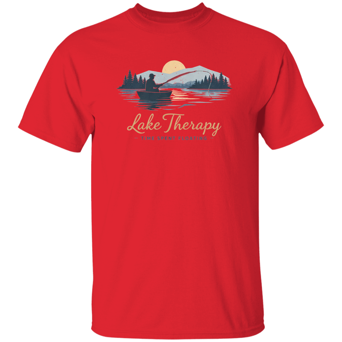 Lake Therapy Time Spent Floating  T-Shirt Red