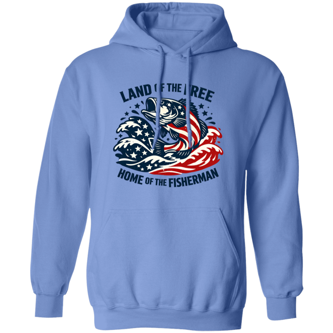 Land of the Free Home Of The Fisherman Hoodie-Carolina-Blue