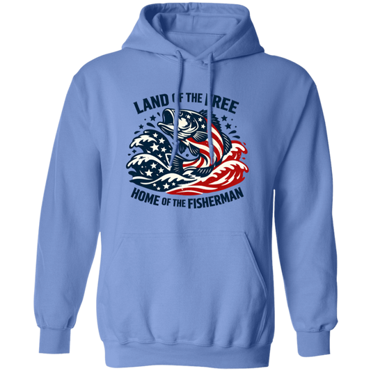 Land of the Free Home Of The Fisherman Hoodie-Carolina-Blue