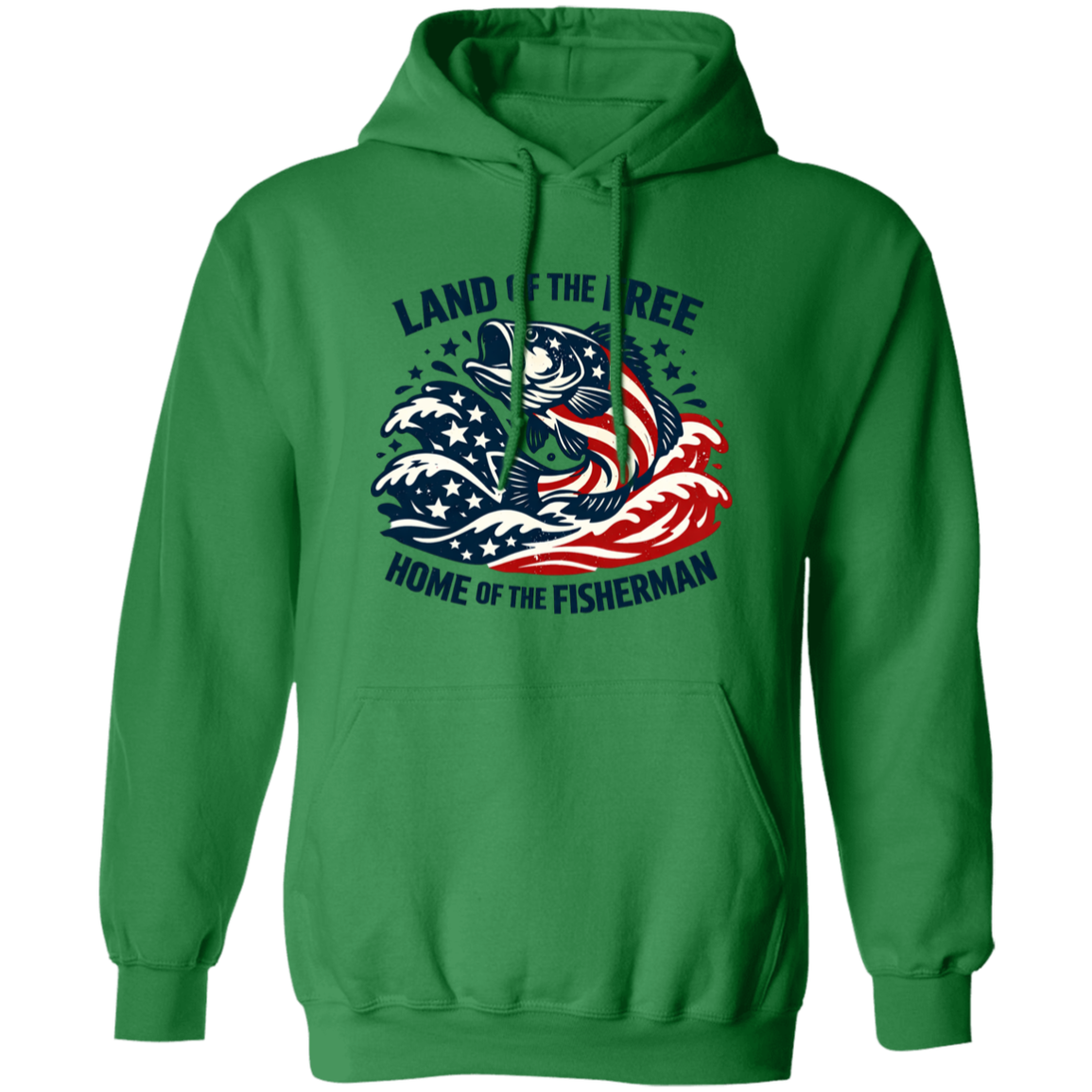 Land of the Free Home Of The Fisherman Hoodie-Irish-Green