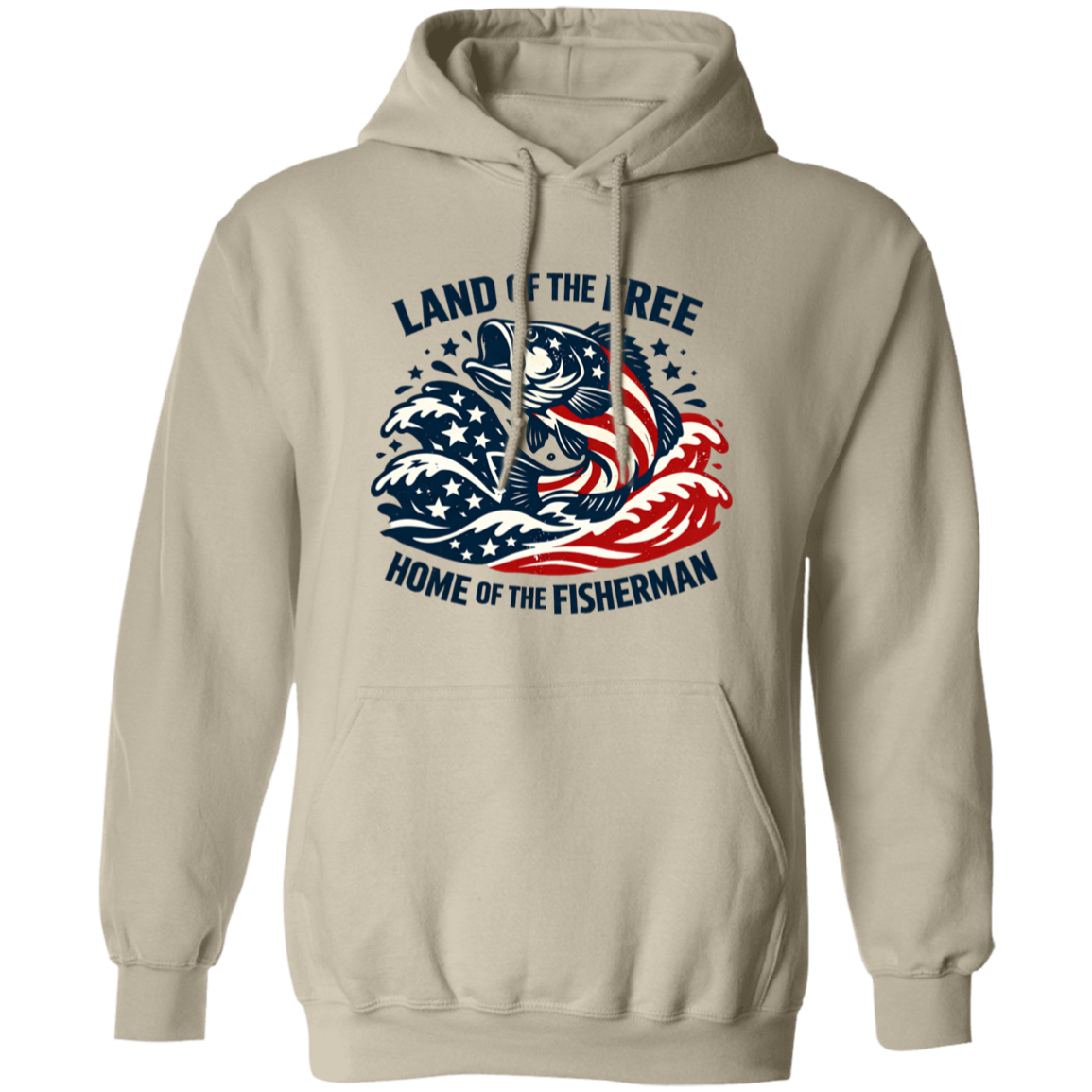 Land of the Free Home Of The Fisherman Hoodie-Sand