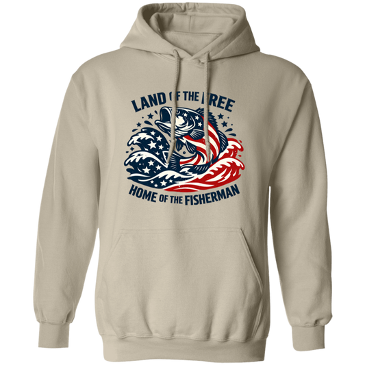 Land of the Free Home Of The Fisherman Hoodie-Sand
