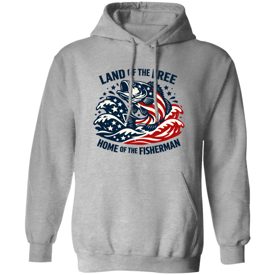 Land of the Free Home Of The Fisherman Hoodie-Sport-Grey