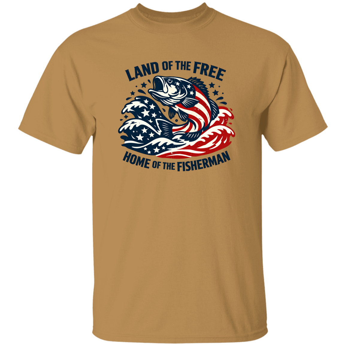 Land of the Free Home Of The Fisherman T-Shirt-Old-Gold