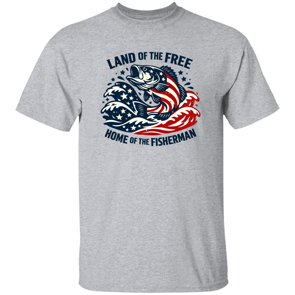 Land of the Free Home Of The Fisherman T-Shirt-Sport-Grey