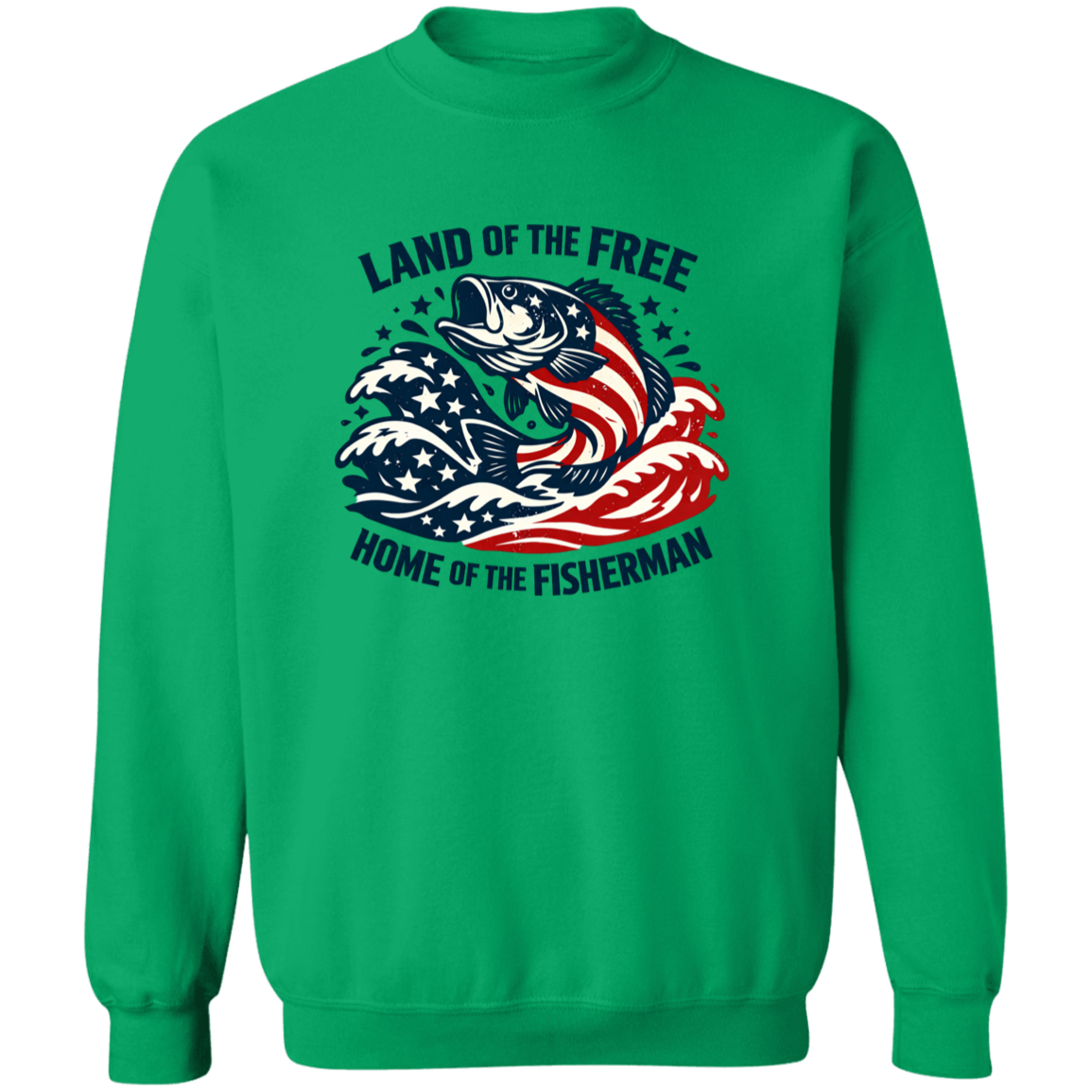 Land of the Free Home Of The Fisherman Sweatshirt-Irish-Green