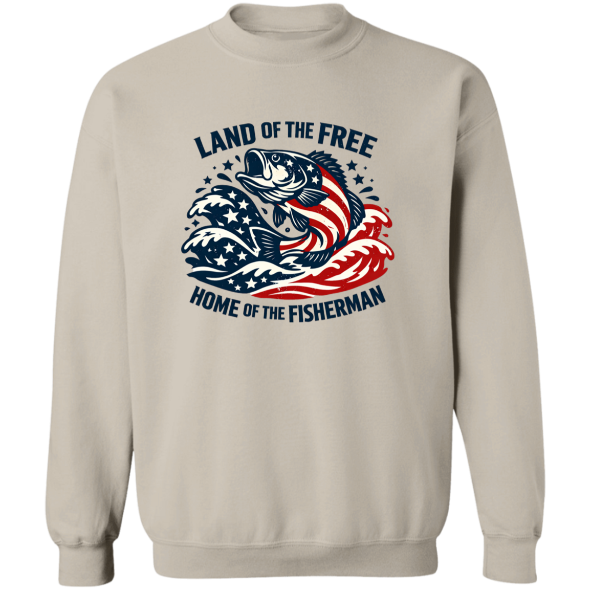 Land of the Free Home Of The Fisherman Sweatshirt-Sand