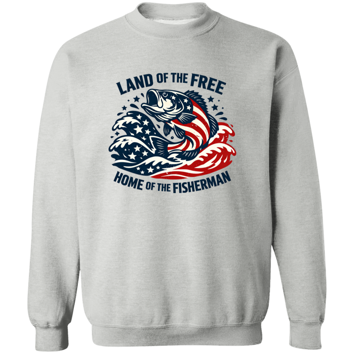 Land of the Free Home Of The Fisherman Sweatshirt-Sport-Grey