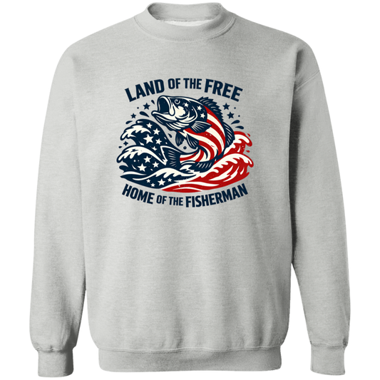 Land of the Free Home Of The Fisherman Sweatshirt-Sport-Grey