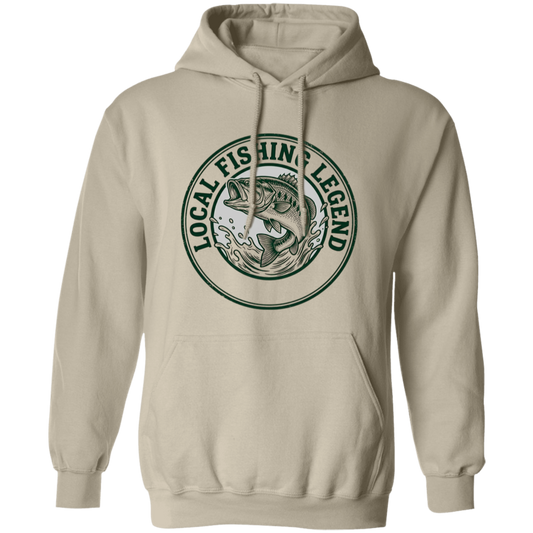 Local Fishing Legend hoodie with a jumping bass in sand