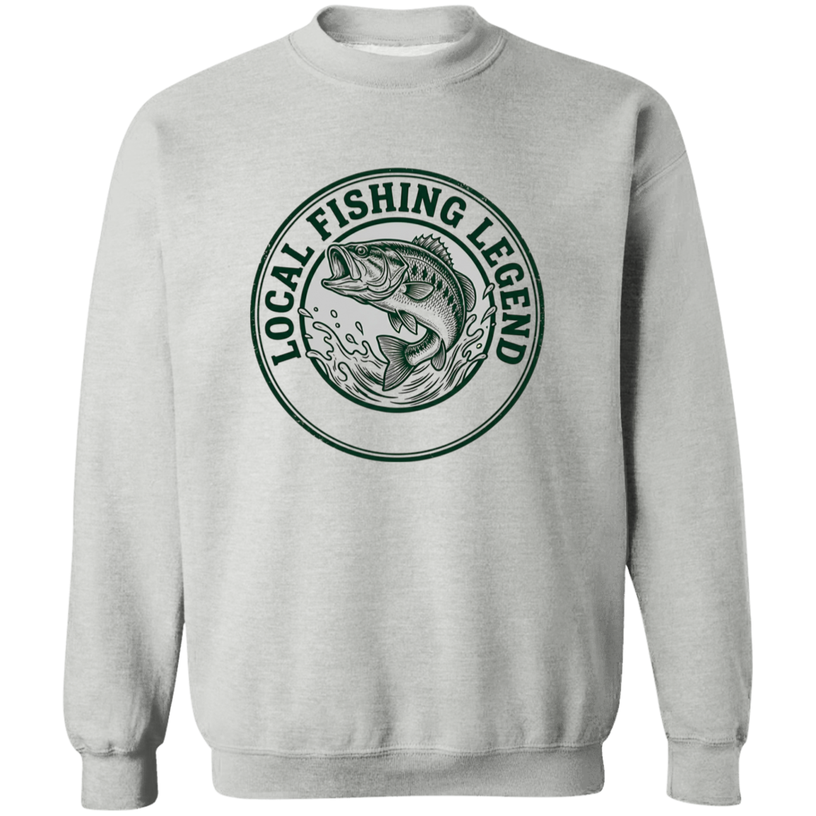 Local Fishing Legend sweatshirt with a jumping bass in sport-grey