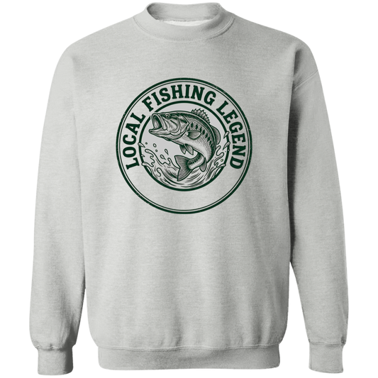 Local Fishing Legend sweatshirt with a jumping bass in sport-grey
