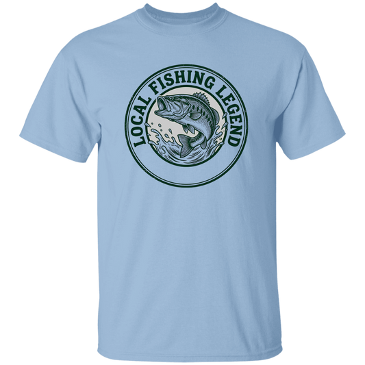 Local Fishing Legend T-Shirt with a jumping bass in light-blue