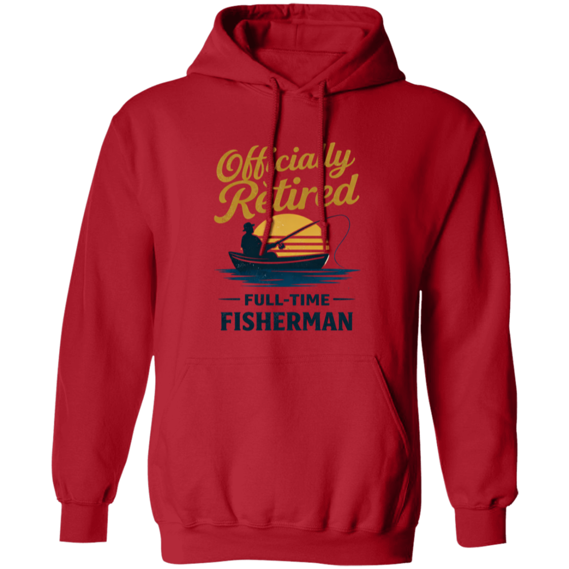 Officially Retired Full-Time Fisherman Hoodie Red