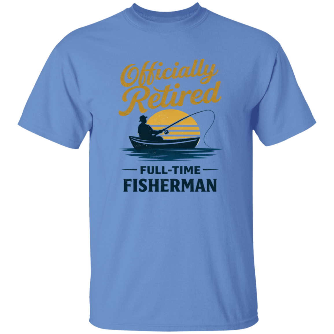 Officially Retired Full-Time Fisherman T-Shirt Carolina-Blue