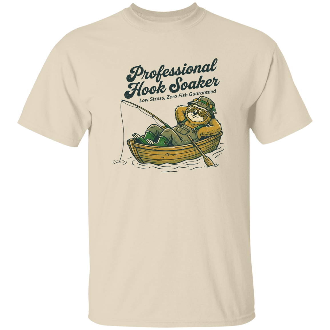 Natural color t-shirt with a saying, Professional Hook soaker, for men and women