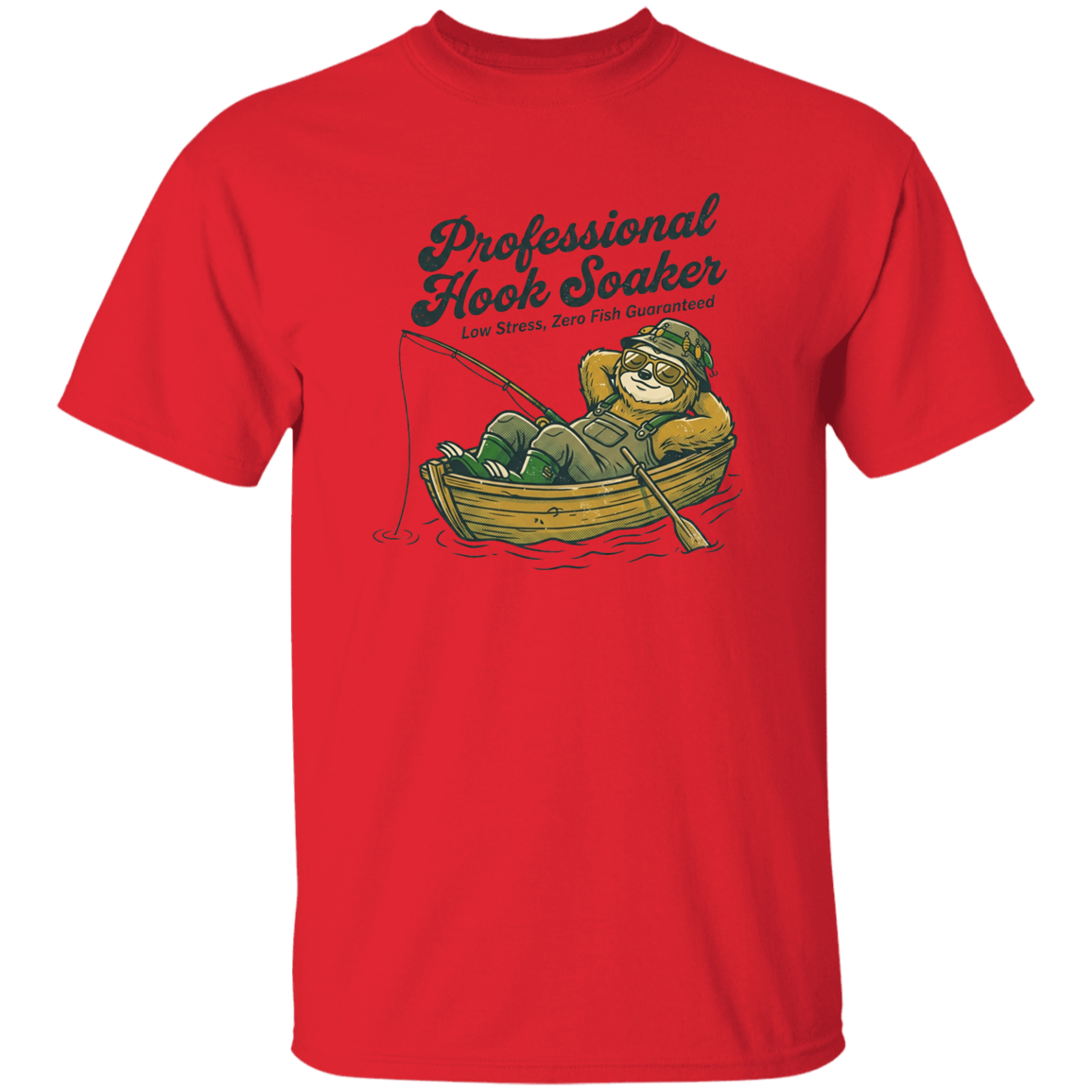 Red color t-shirt with a saying, Professional Hook soaker, for men and women