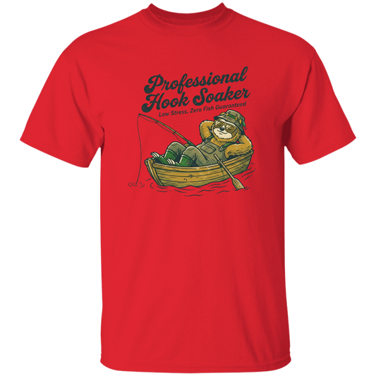 Red color t-shirt with a saying, Professional Hook soaker, for men and women