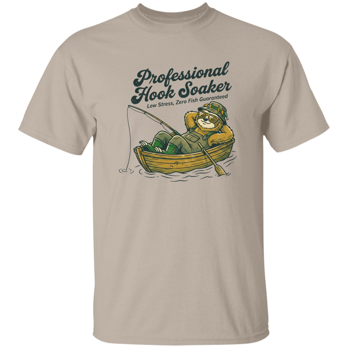 sand color t-shirt with a saying, Professional Hook soaker, for men and women