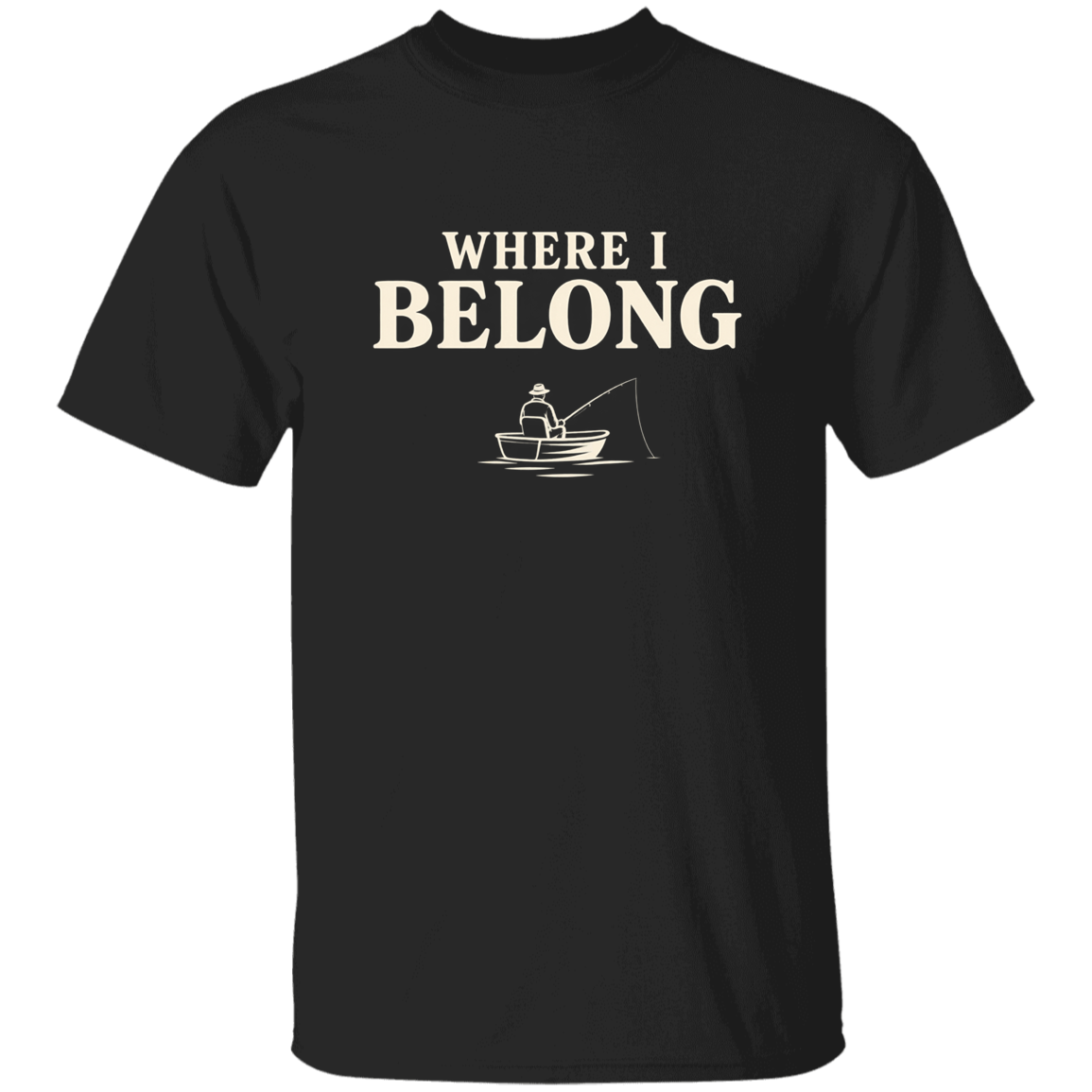 Black color t-shirt with a saying, Where I Belong, for men and women 