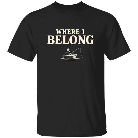 Black color t-shirt with a saying, Where I Belong, for men and women 