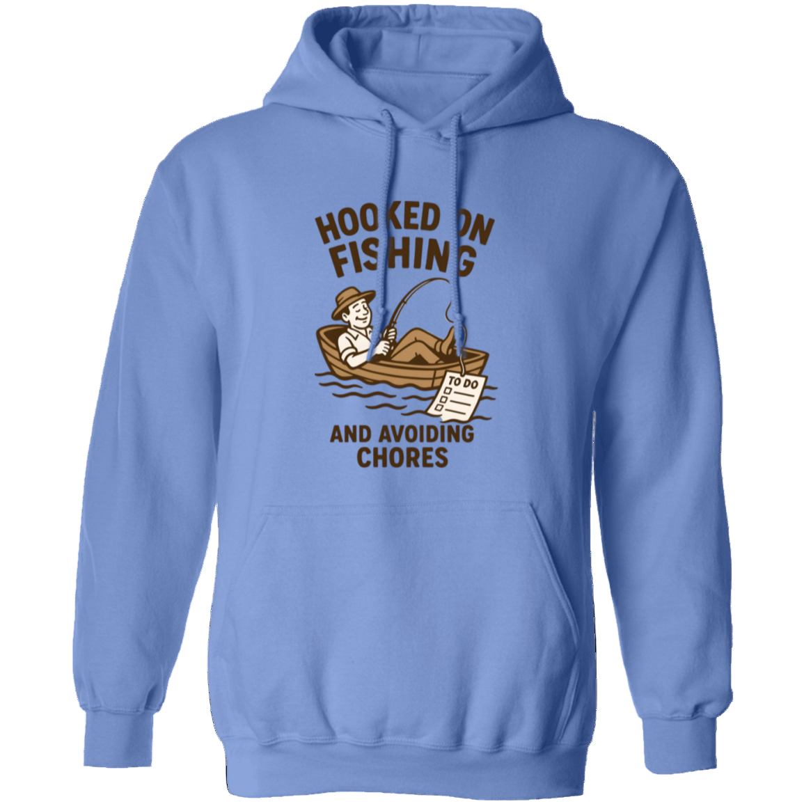 fishing and avoiding chores hoodie carolina blue