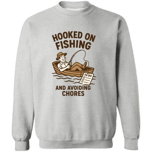 fishing and avoiding chores sweatshirt sport grey