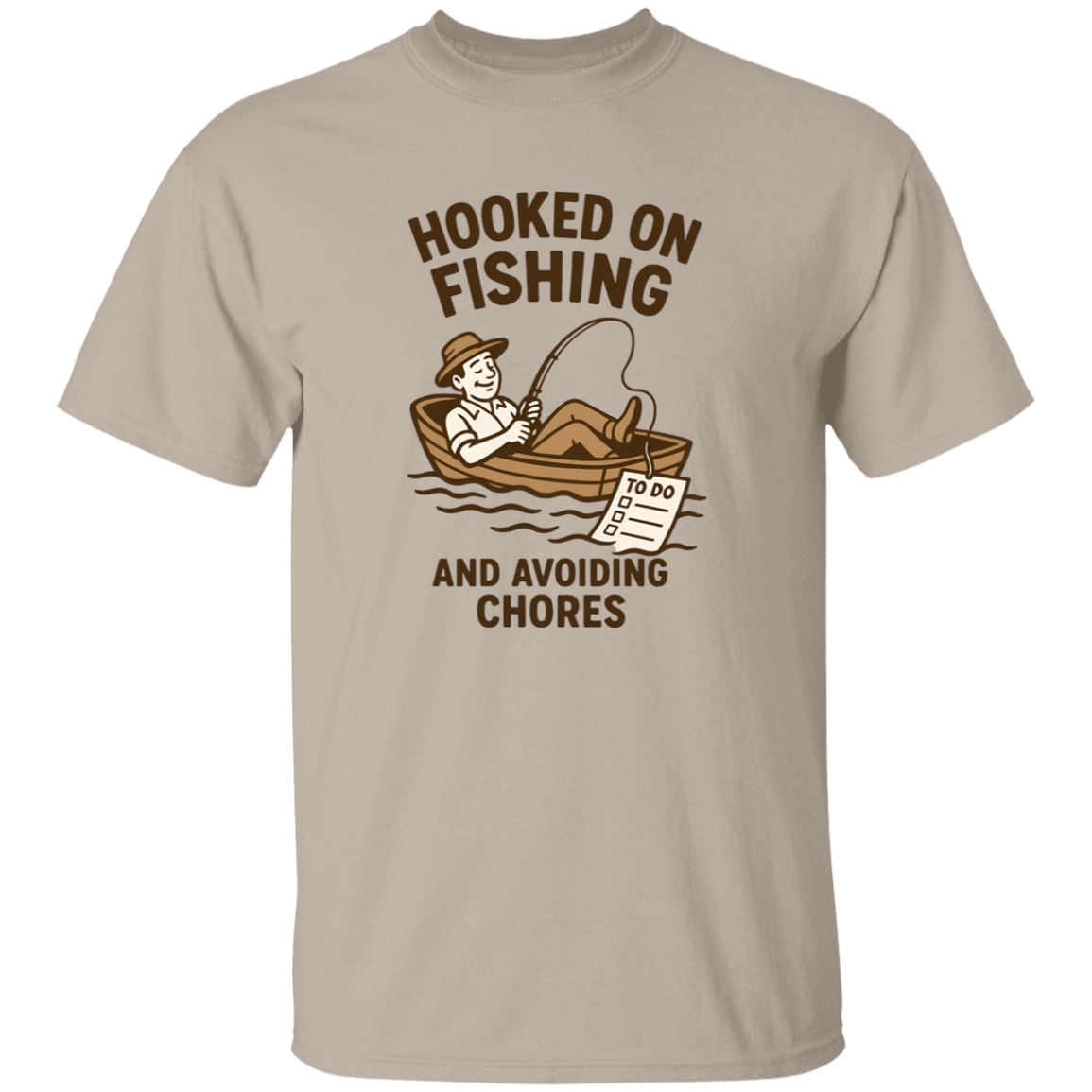 fishing and avoiding chores t shirt sand