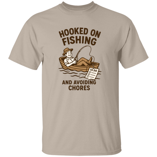 fishing and avoiding chores t shirt sand
