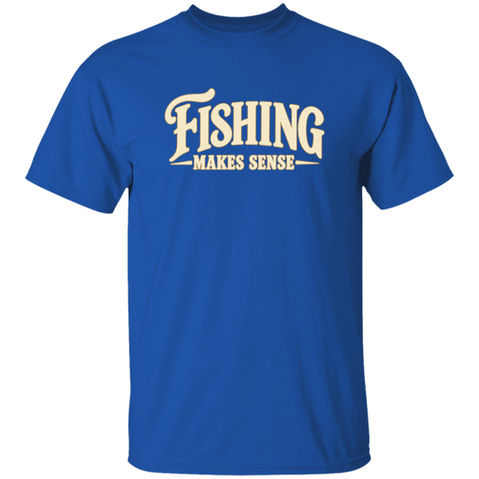 Royal color t-shirt with a saying, Fishing Makes Sense, for men and women 