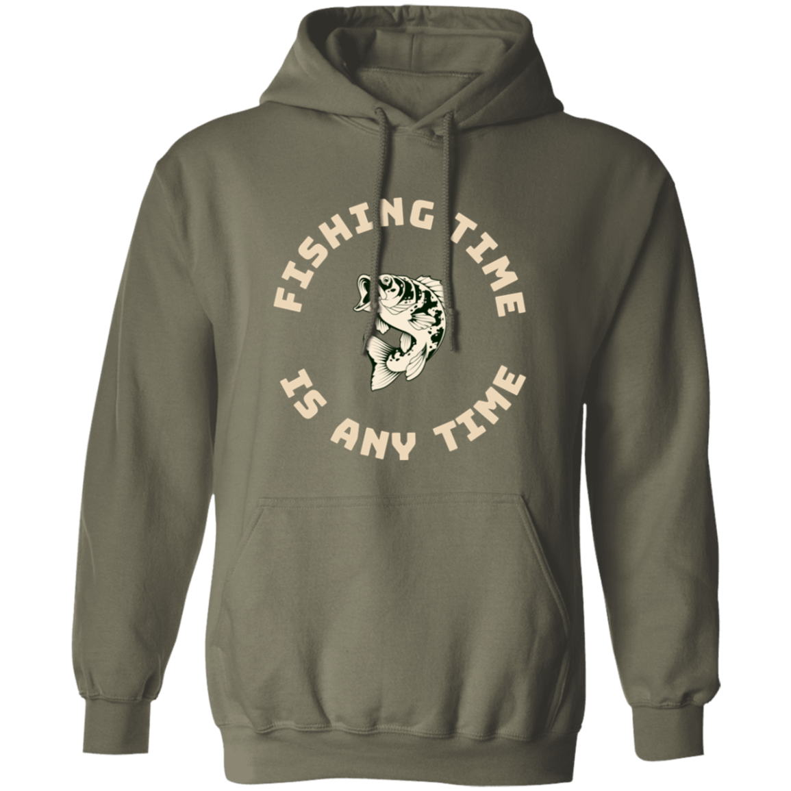 Fishing time is any time hoodie k military-green