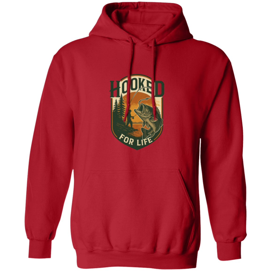 Hooked for Life hoodie red
