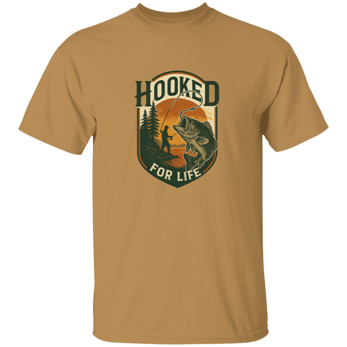Hooked for Life t-shirt old-gold