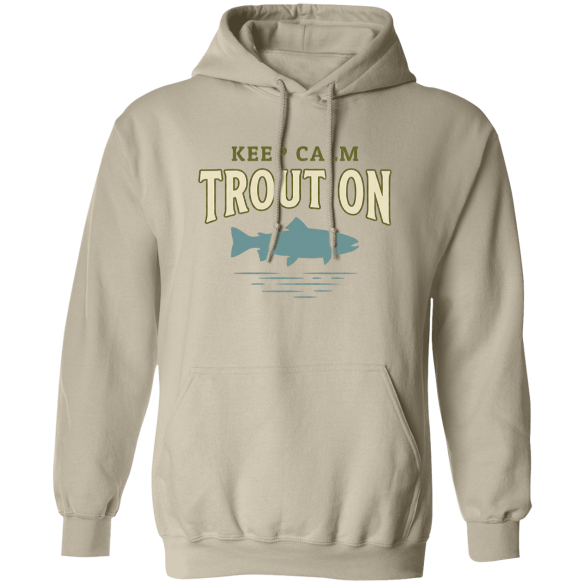 Sand color Keep Calm Trout On fishing design hoodie – trout silhouette for fly fishing lovers
