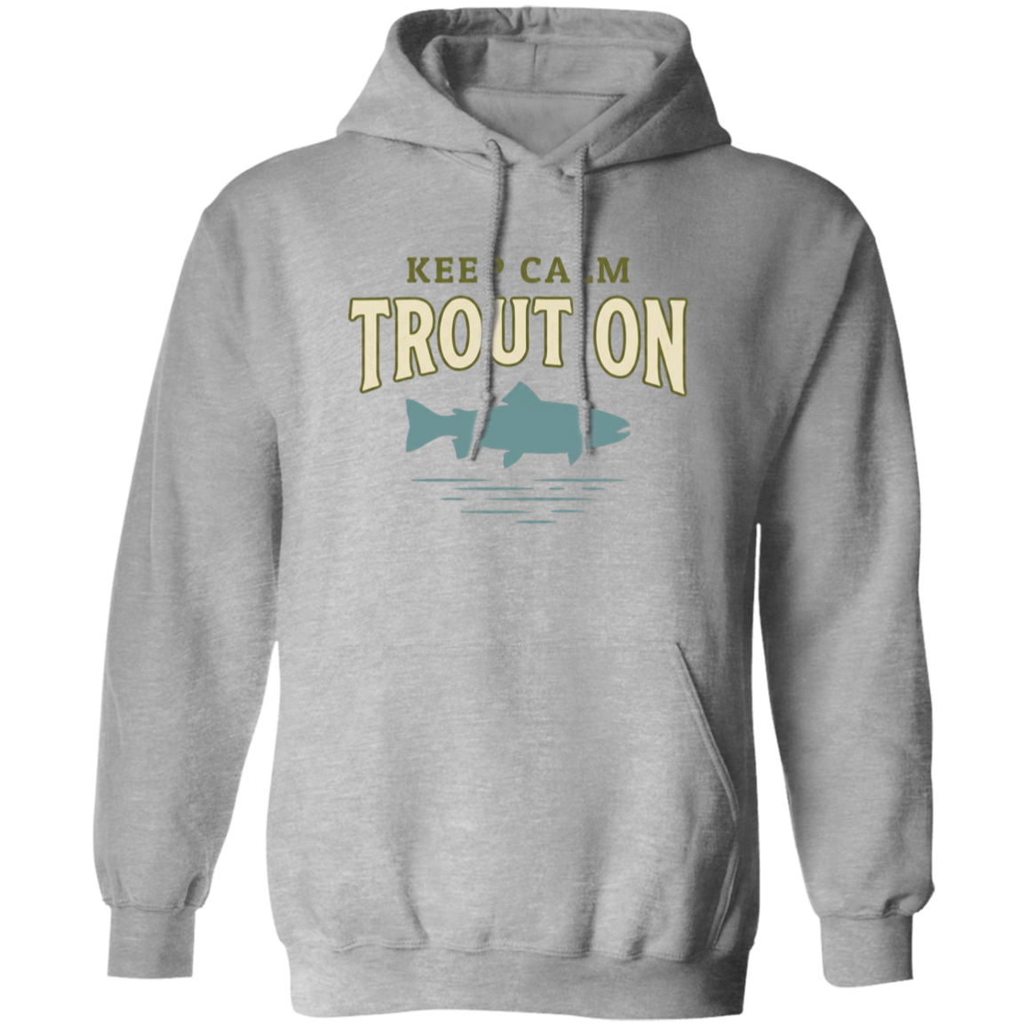 Sport Grey color Keep Calm Trout On fishing design hoodie – trout silhouette for fly fishing lovers
